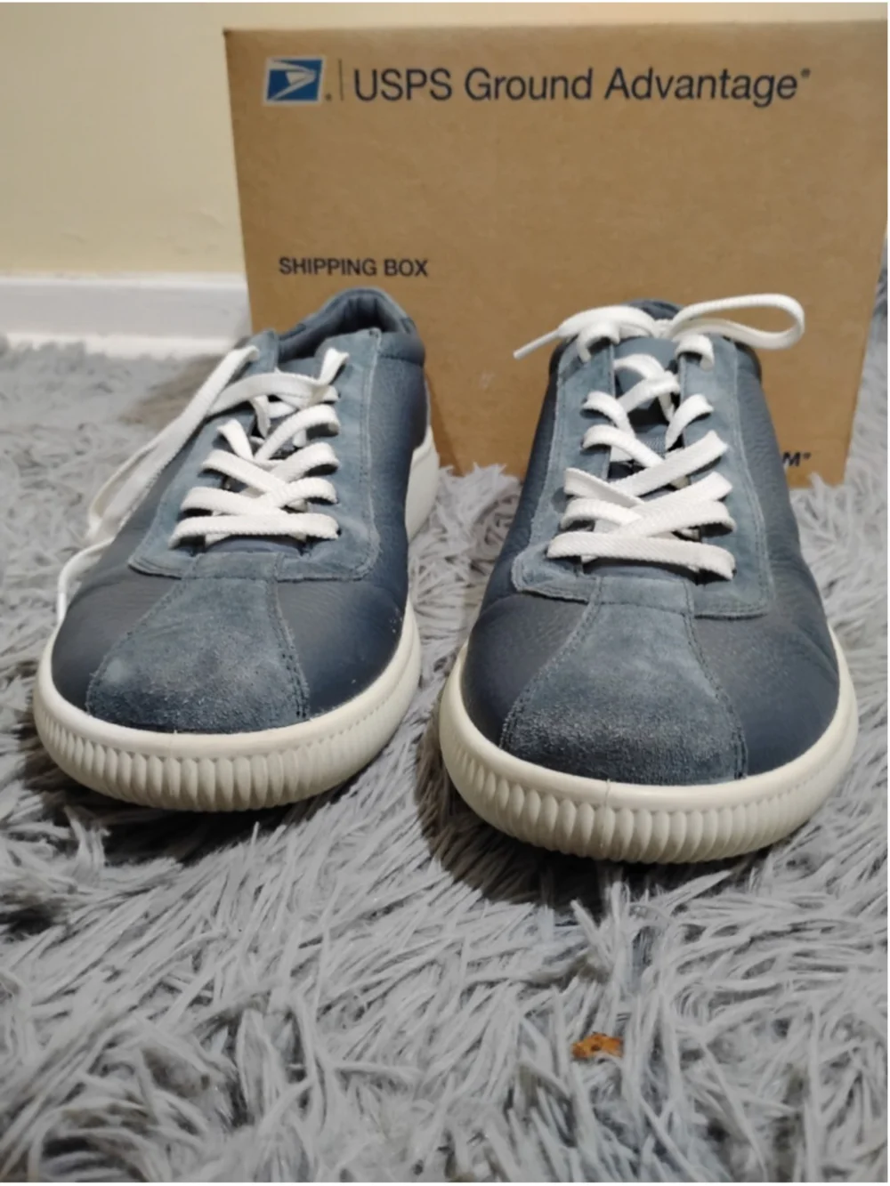 ECCO Danish Design Mens Sz 12-12.5 Sneakers Cushioned Soles Nubuck Navy Leather